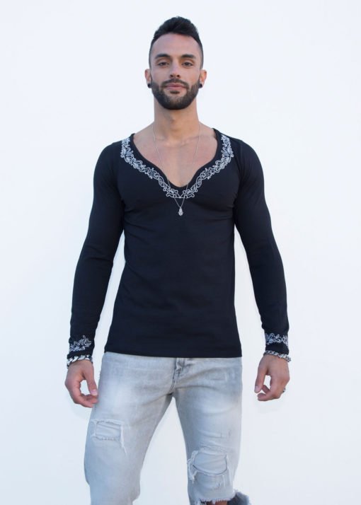 Kings of Fashion Langarmshirt mit Stikerei schwarz